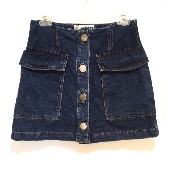 ⭐️ Topshop Moto Button Front Cargo Denim Mini Skirt 6 - Picture 3 of 7
